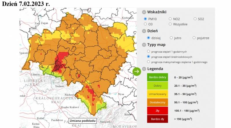 mapa zanieczyszczenie PM10